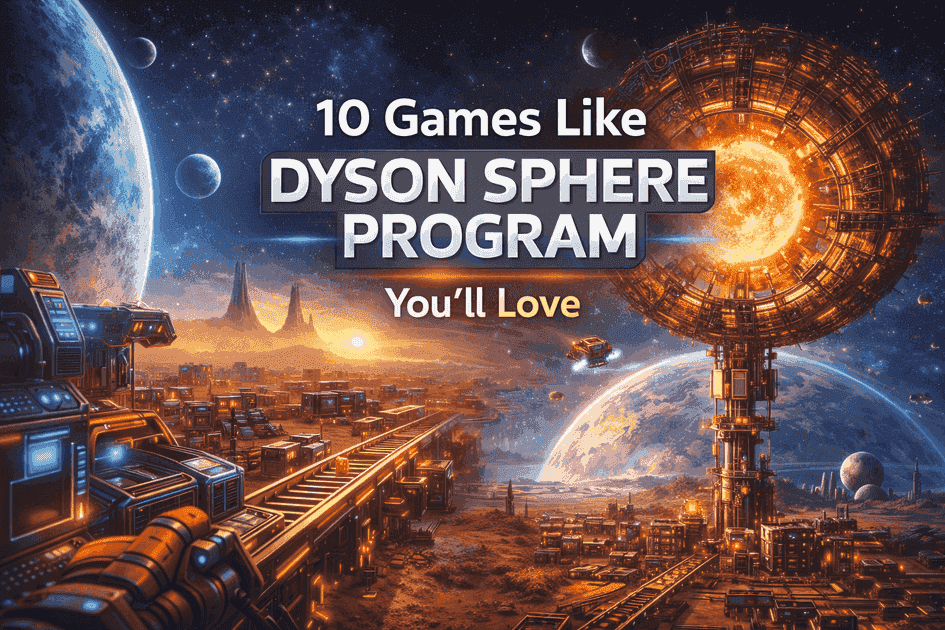 Dyson Sphere Program scale-up factories across planets cover art