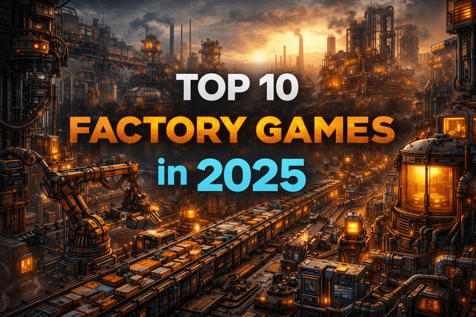 Top factory games of 2025 cover art with industrial theme